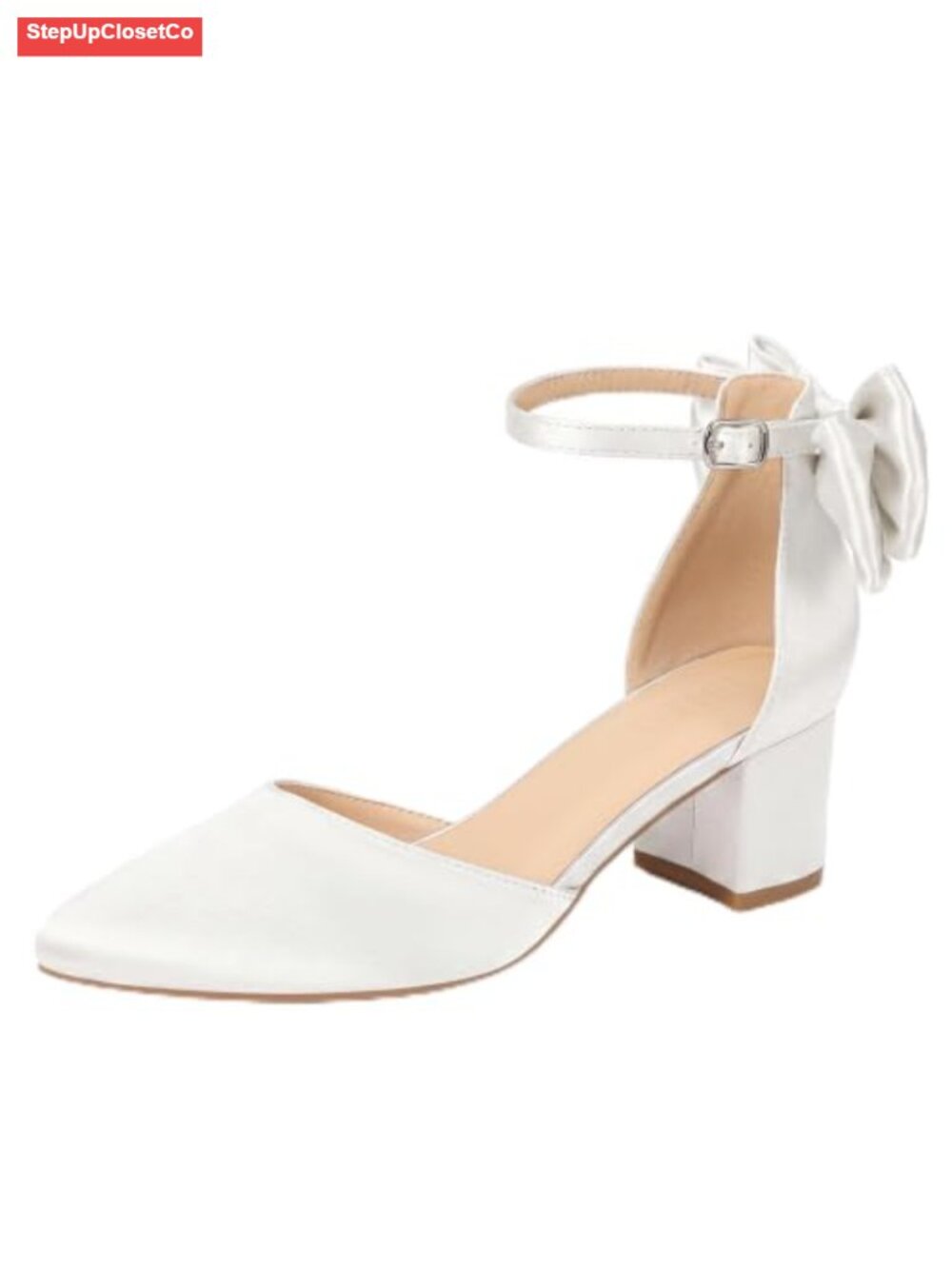 Pointed Toe Ankle Strap Block Heels Pumps for Women